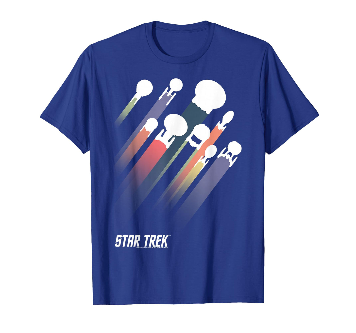 Star Trek Federation Ships Rainbow Stripe T-Shirt