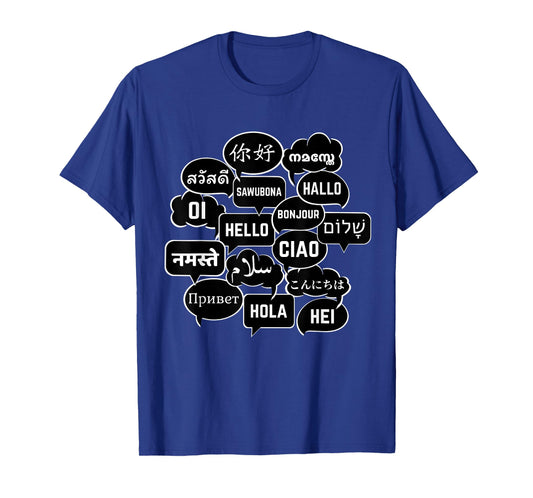 Hello in many Languages Translator Globetrotter Polyglot T-Shirt