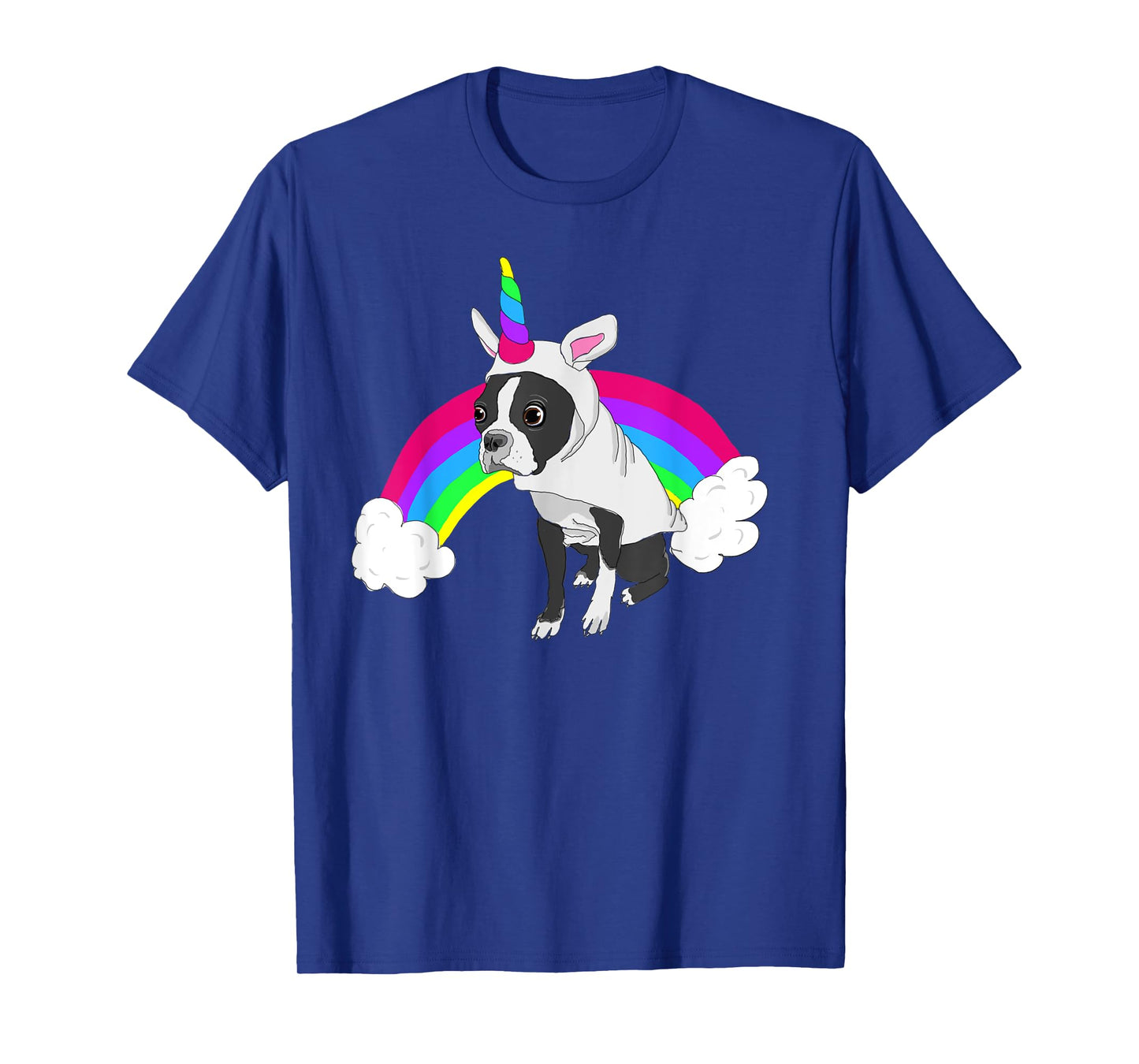 Cute Boston Terrier Unicorn Rainbow T-Shirt