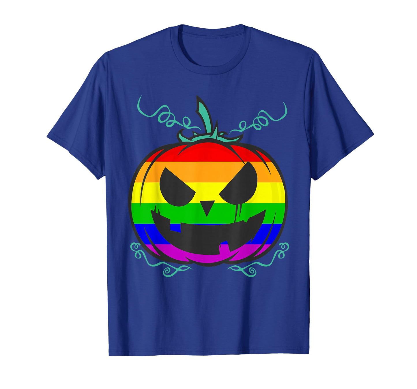 Funny LGBT Gay Pride Halloween Rainbow Flag Scary Pumpkin T-Shirt