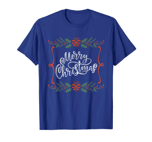 Merry Christmas Holly Berries Bows Ribbons T-Shirt