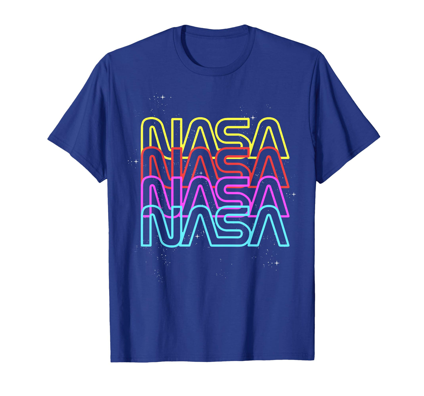 NASA Neon Rainbow Repeat Text Logo T-Shirt