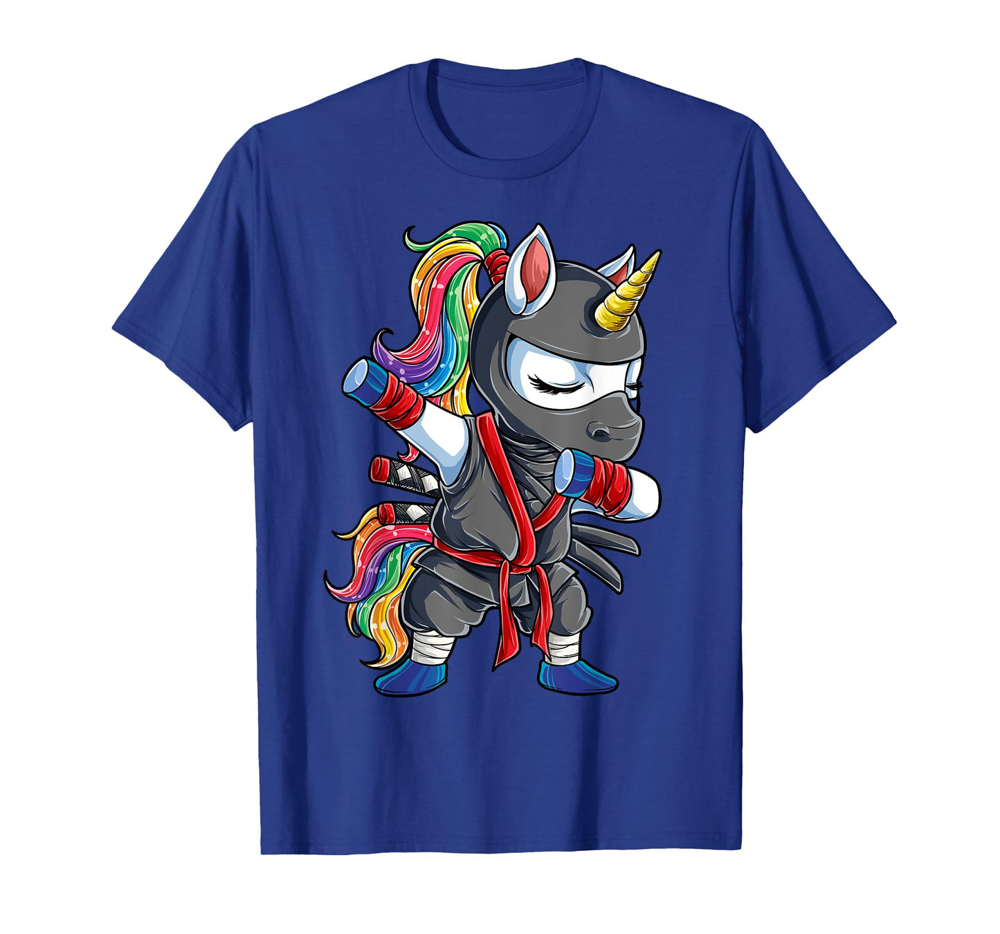 Dabbing Ninja Unicorn T Shirt Girls Rainbow Martial Arts Tee T-Shirt