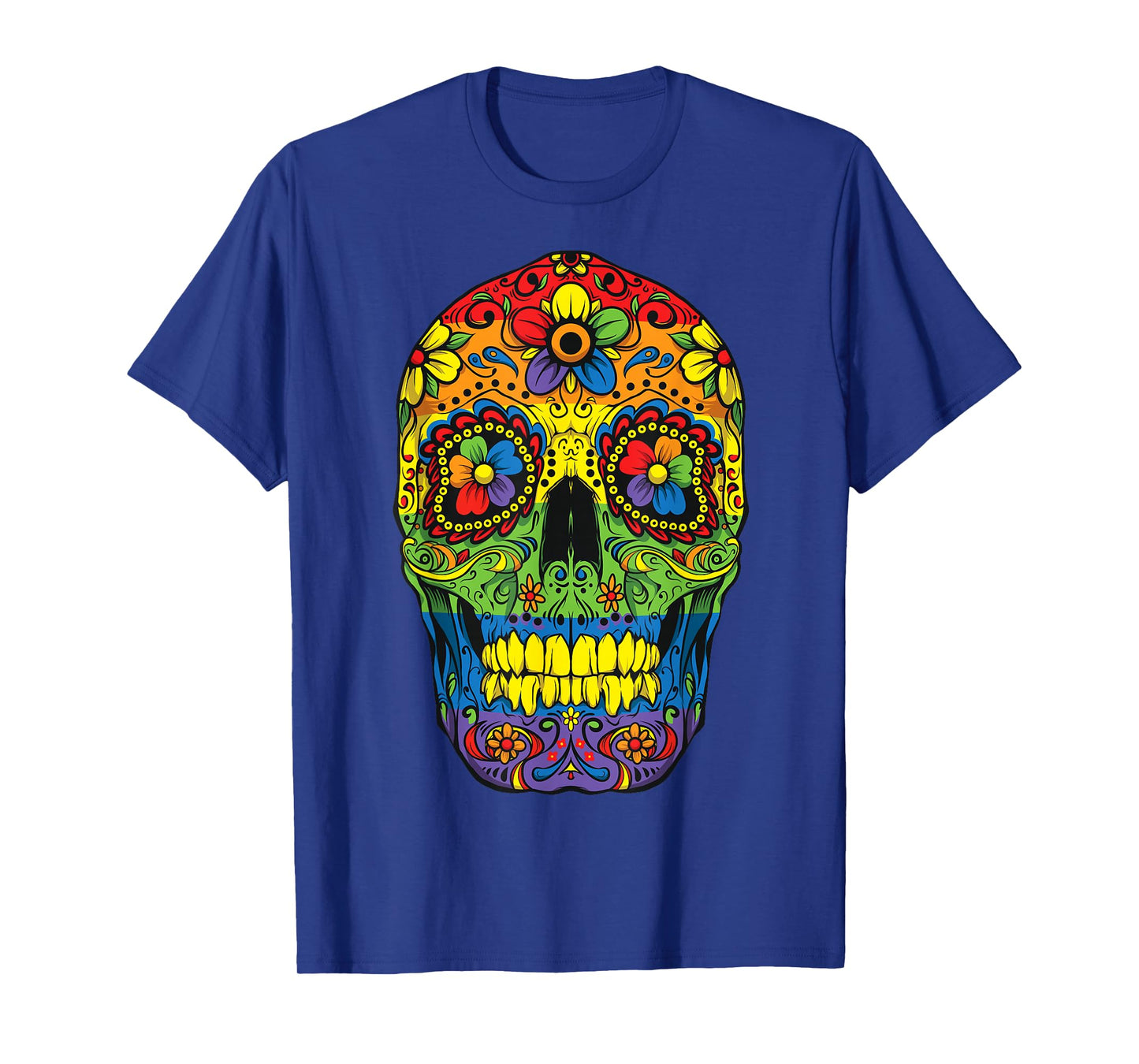 Sugar Skull LGBT Gay Pride Rainbow Flag Gift Day Of The Dead T-Shirt