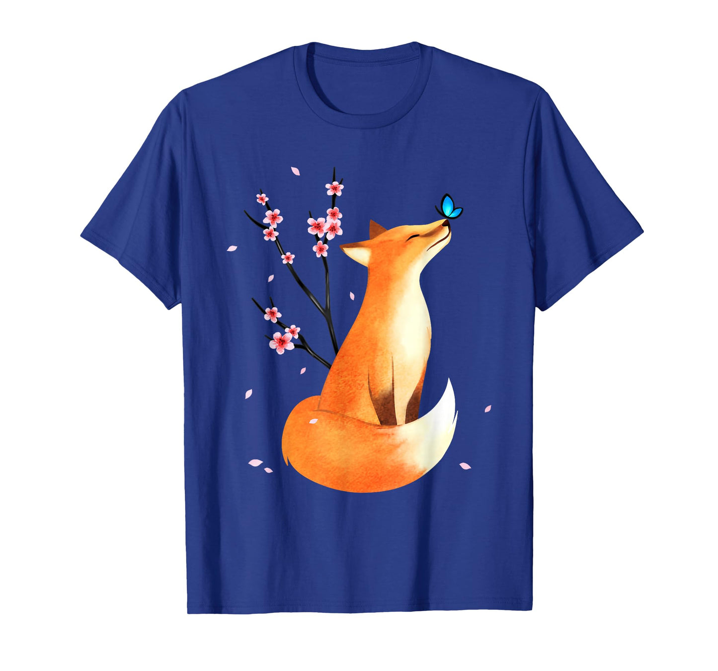 Fox Japanese Cherry Blossom Flower Vintage Gift T-Shirt