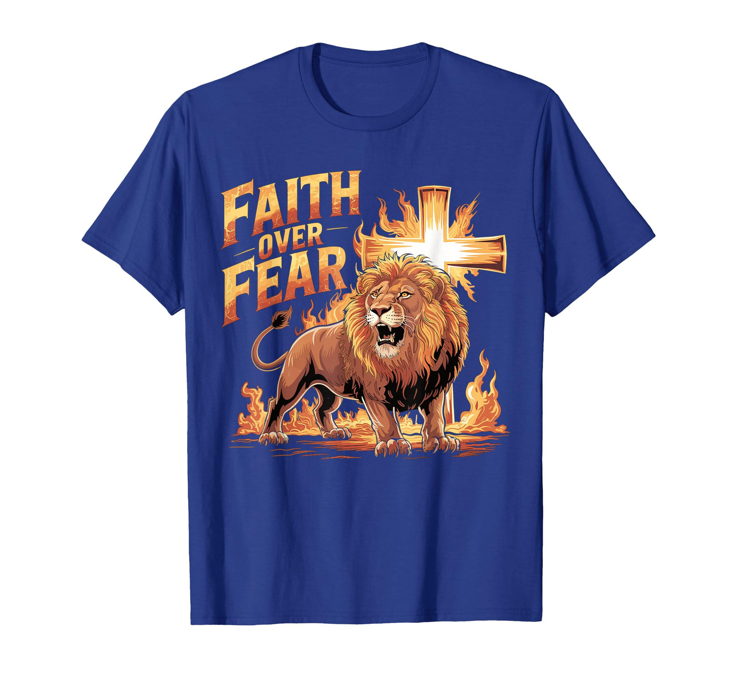 Faith Over Fear Lion of Judah Religion Christian Biblical T-Shirt