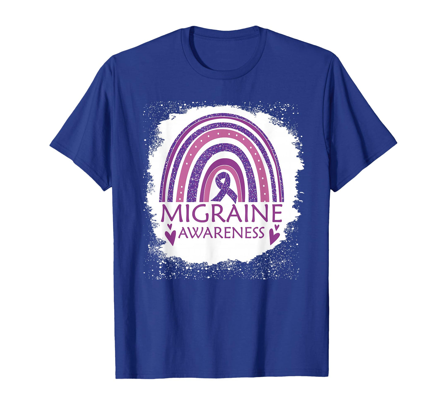 Migraine Awareness Bleached Rainbow Purple Ribbon Men T-Shirt