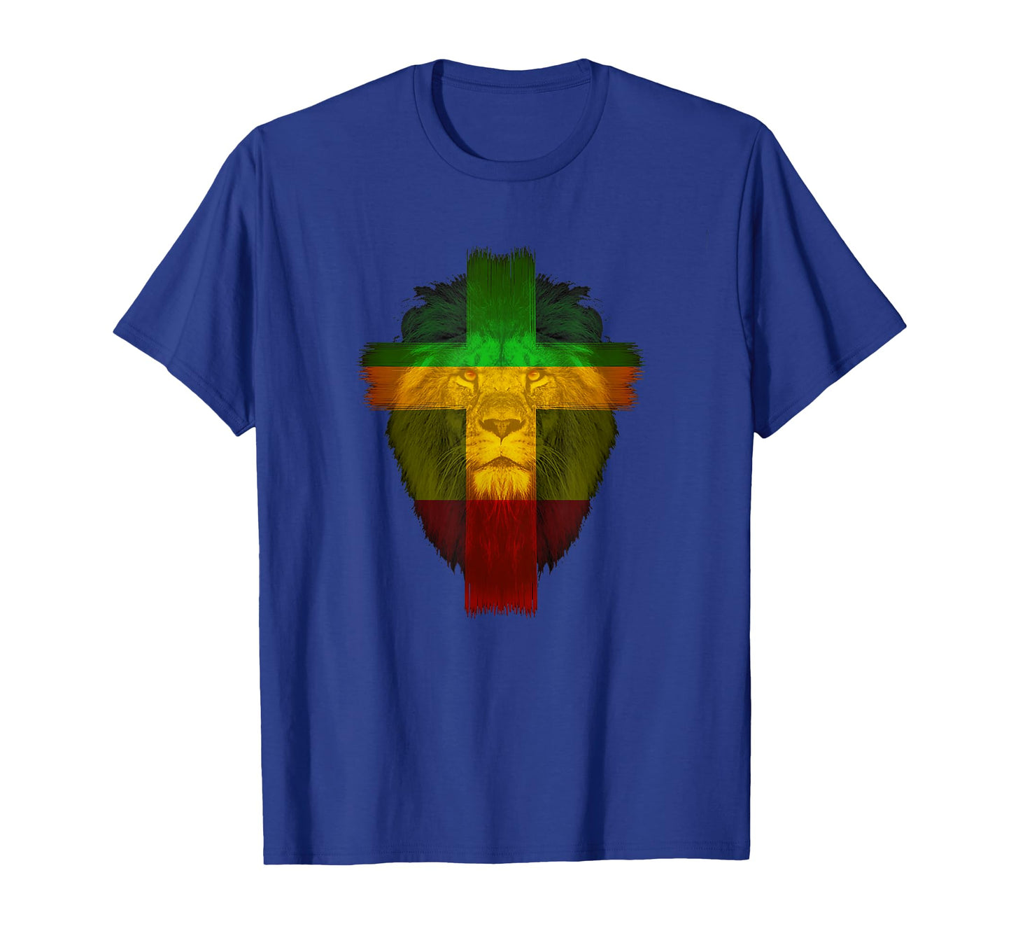 Ethiopian Flag Colors on Lion Shirt Ethiopian Cross Shirt T-Shirt