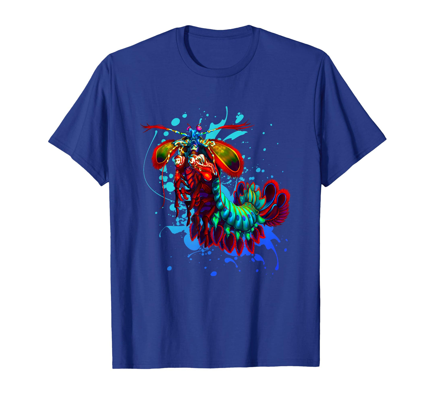 Rainbow Peacock Mantis Shrimp Blue Splash T-Shirt T-Shirt
