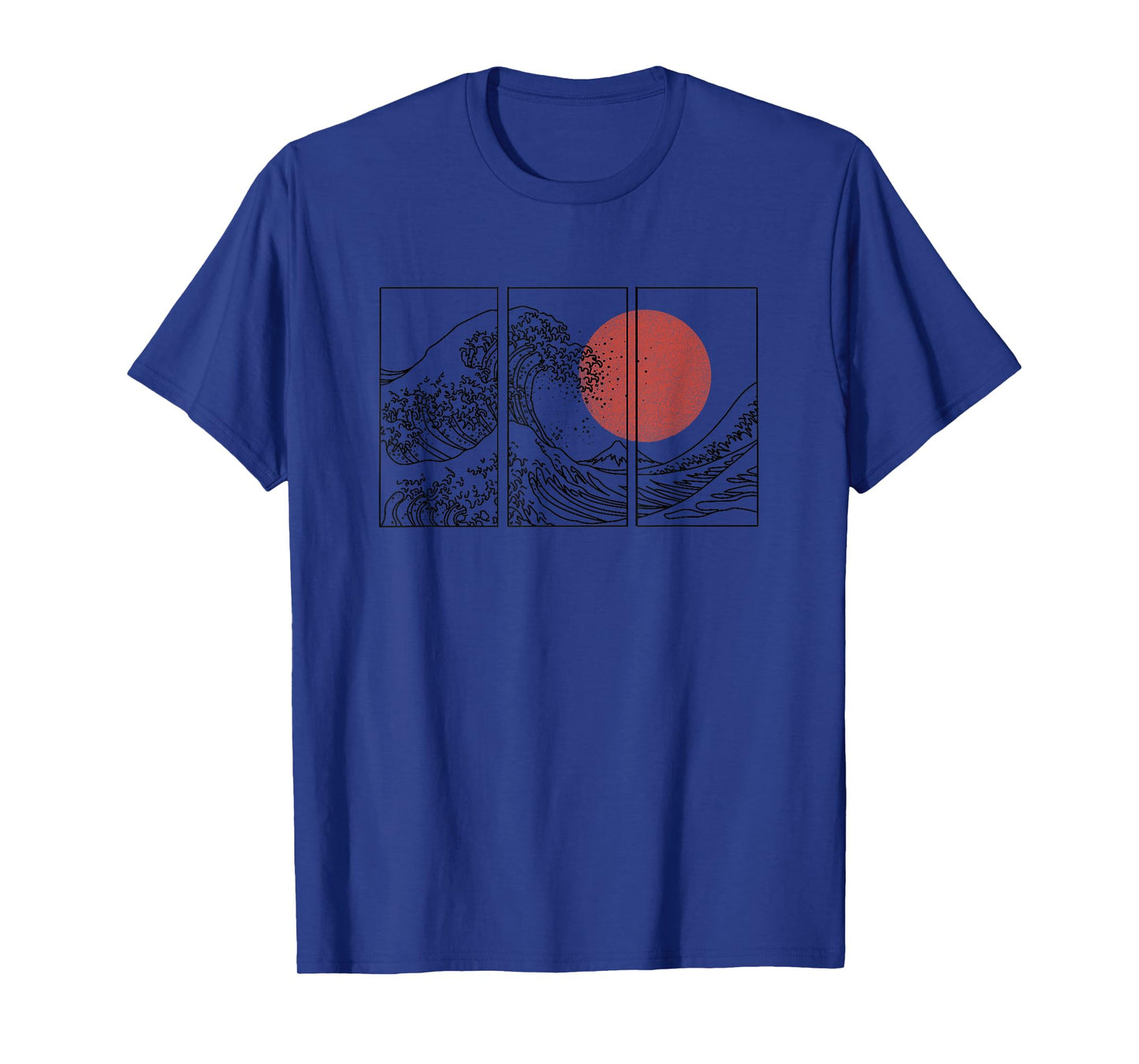 Retro Japanese Japan Flag Great Wave Outline Graphic T-Shirt