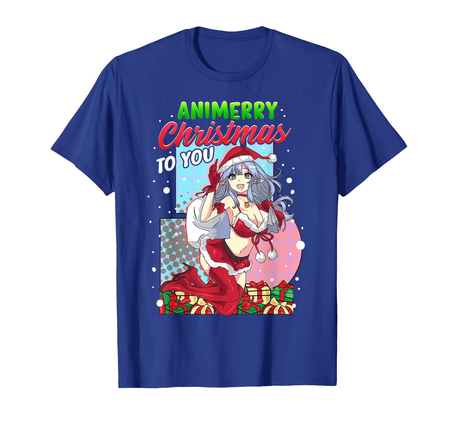 Animerry Christmas Cute Anime Girl Santa Claus Dress Costume T-Shirt