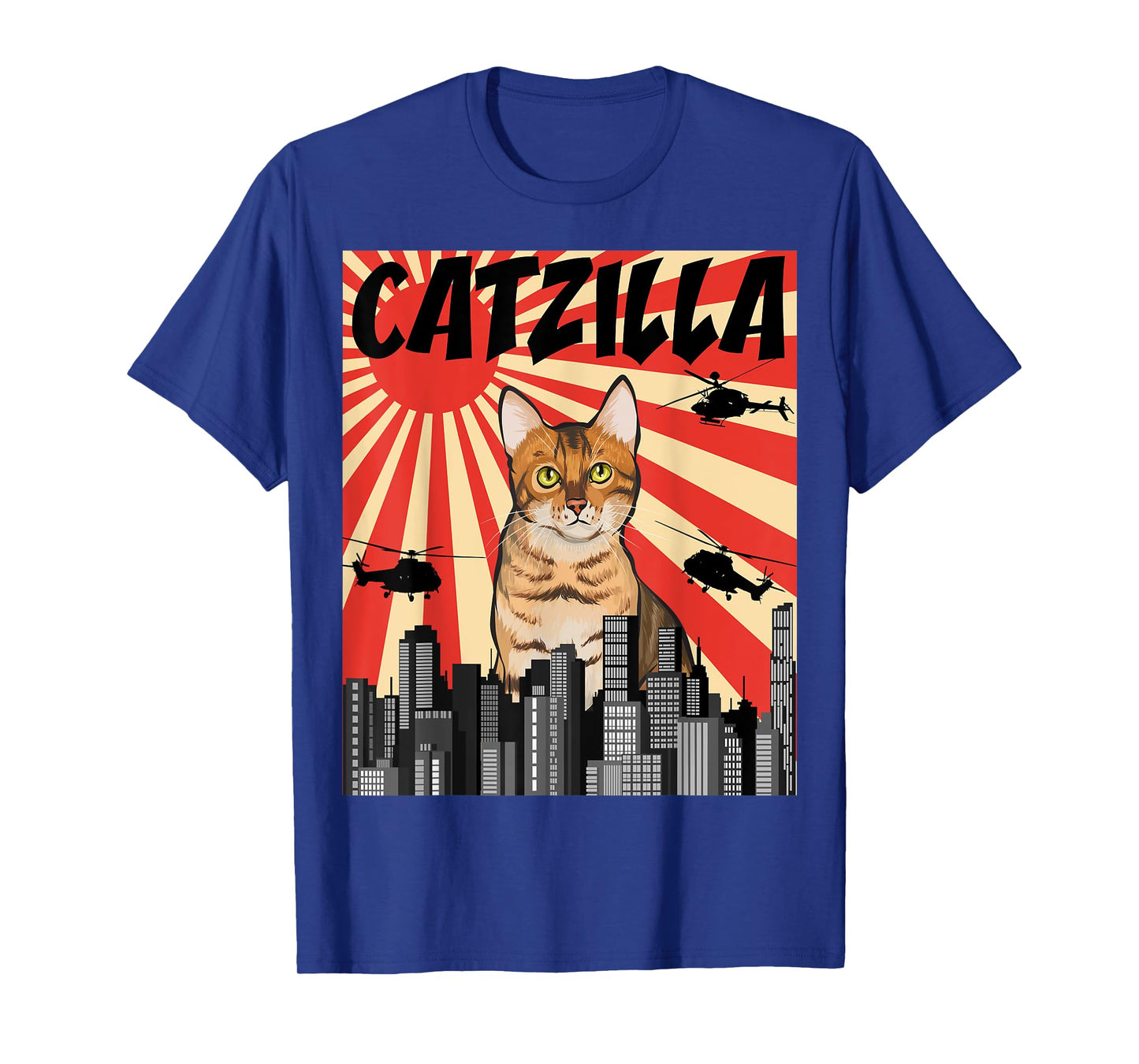 Funny Retro Japanese Catzilla Bengal Cat T-Shirt