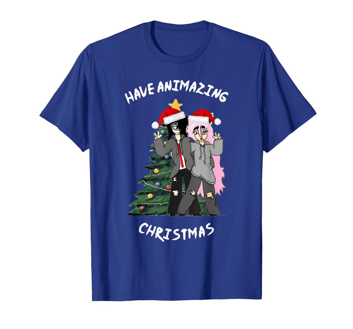 Anime Japanese Christmas Show Xmas Tree with Santa Claus Hat T-Shirt