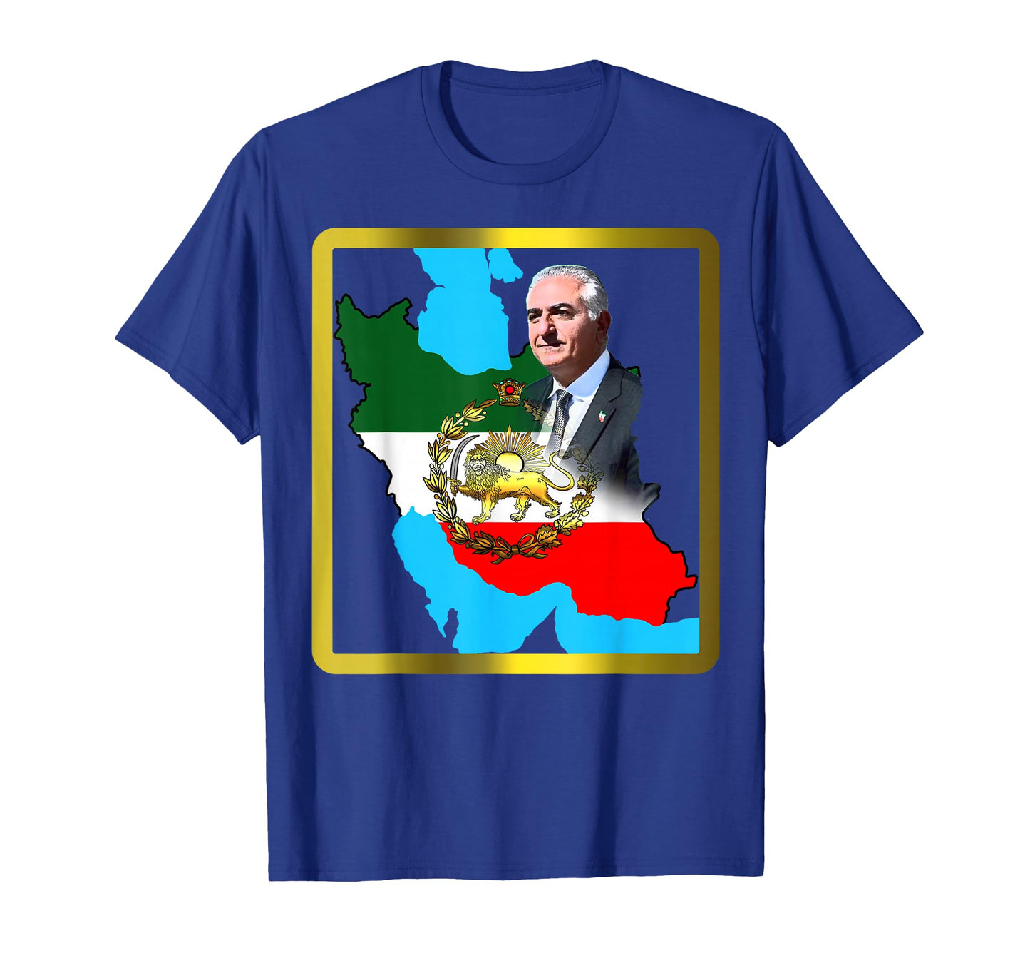 Iran's flag with a golden lion and sun with king Pahlavi T-Shirt