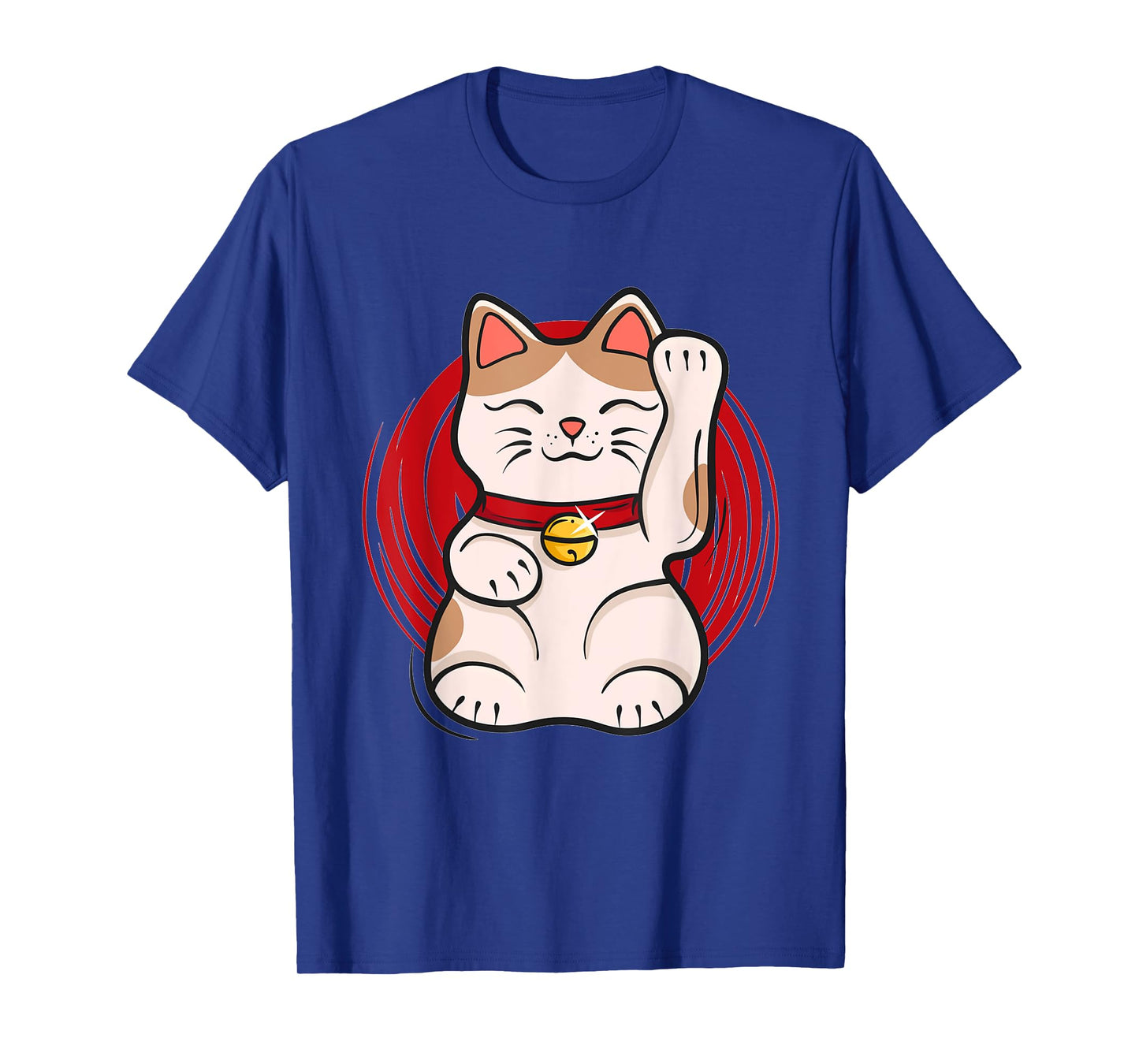 Maneki-Neko Lucky Cat Statue Waving Japanese Style Design T-Shirt