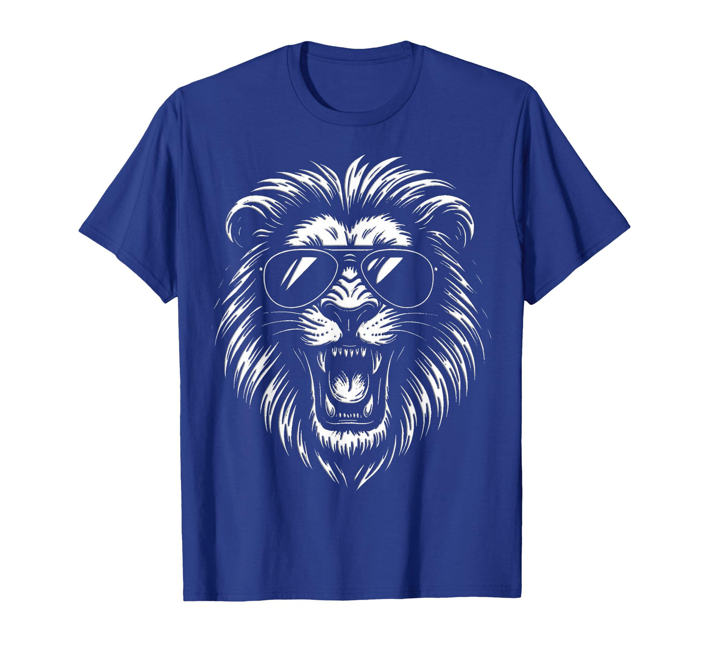 Roaring Lion with Sunglasses Bold Black and White Artwork T-Shirt