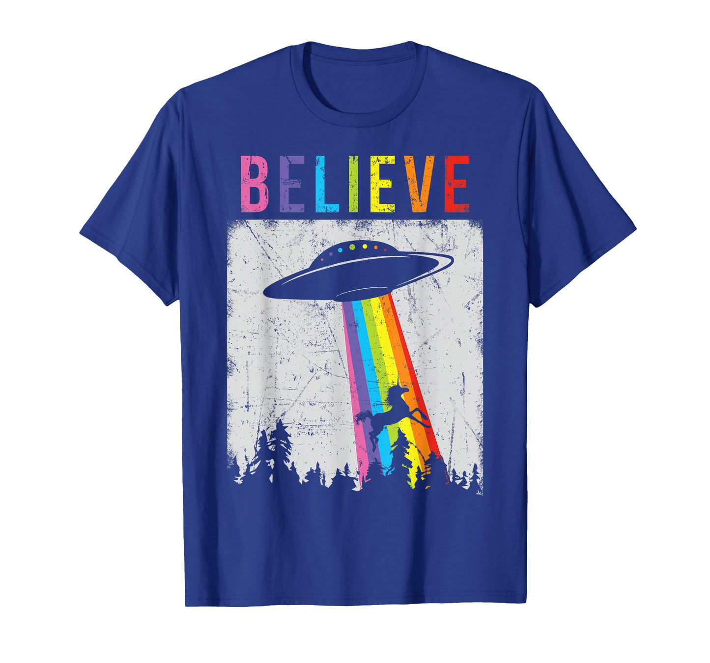 Alien Unicorn UFO Rainbow T-Shirt T-Shirt