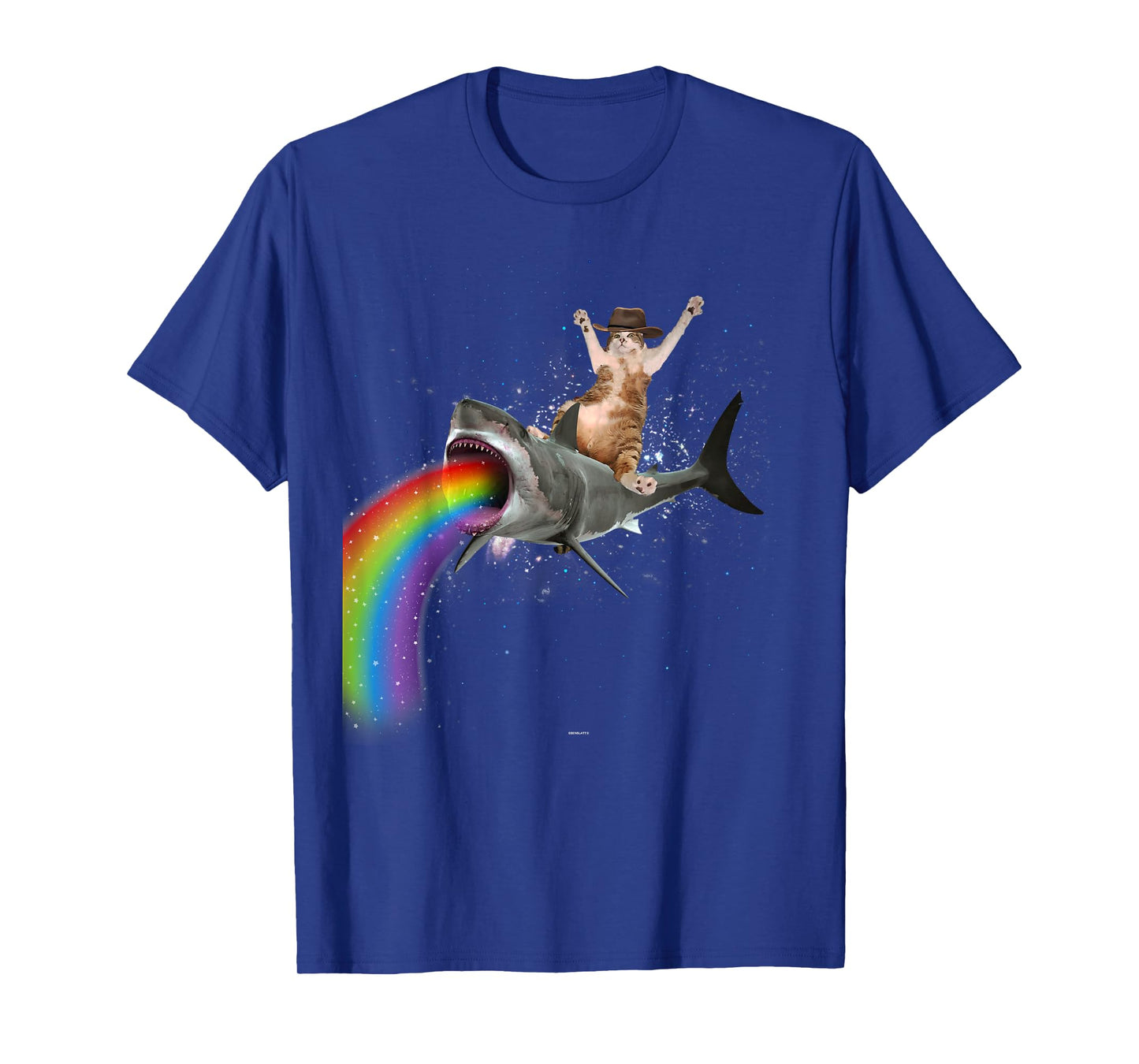 Funny Cat Rides a Rainbow Shark Shirt