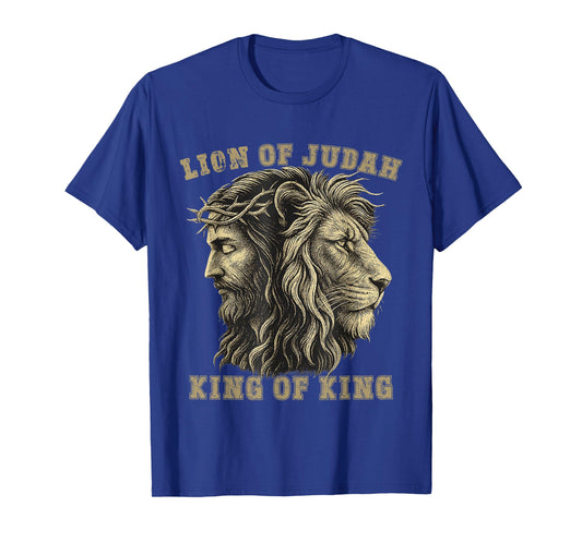 Lion of Judah Jesus Crown of Thorns Christian Faith Design T-Shirt