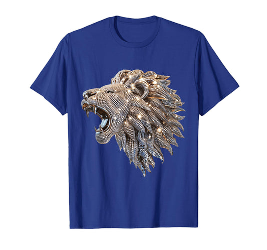 3D Lion Abstract Art Diamonds Roaring King of the Jungle T-Shirt