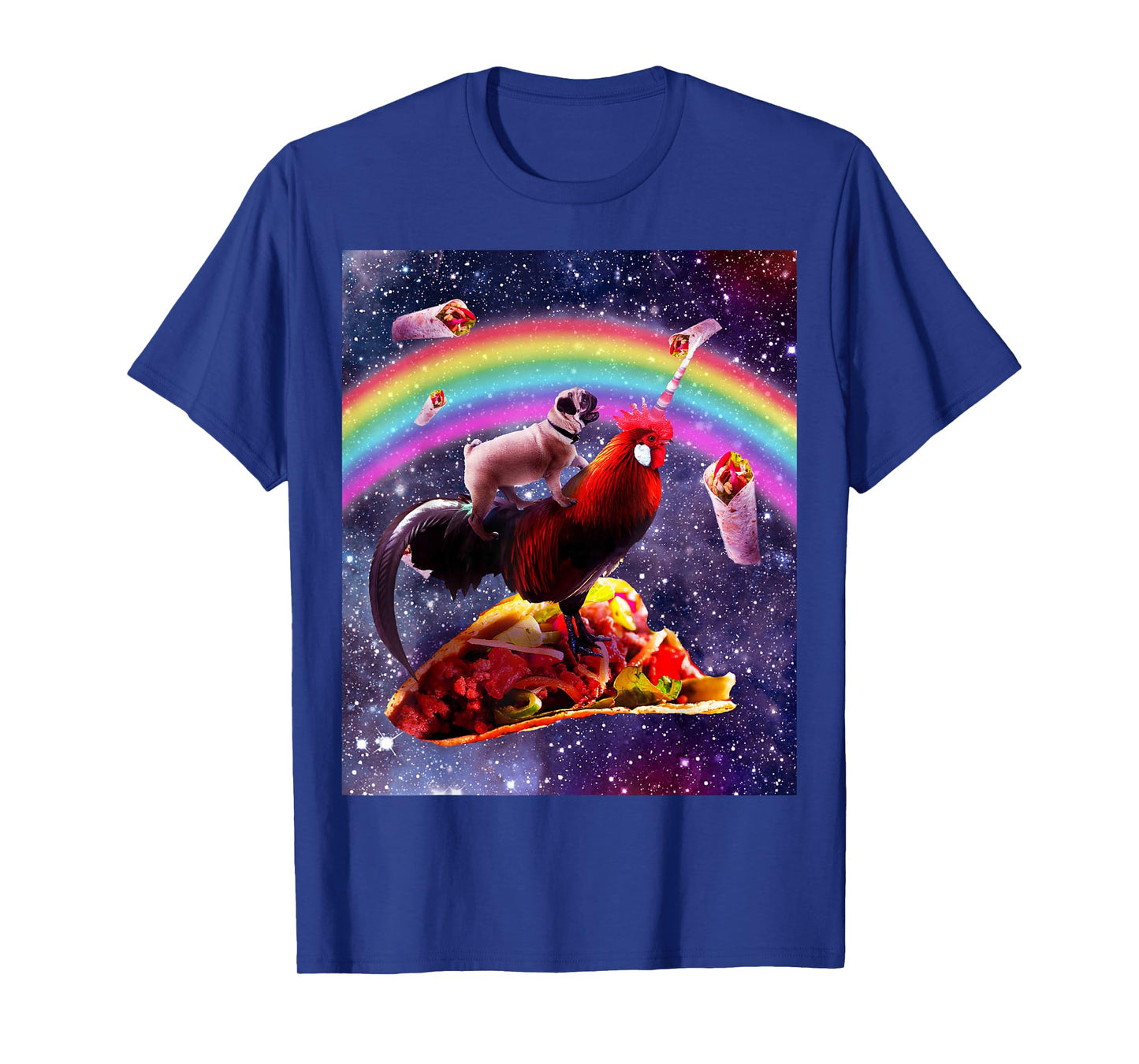Space Pug Riding Chicken Unicorn - Taco & Burrito T-Shirt