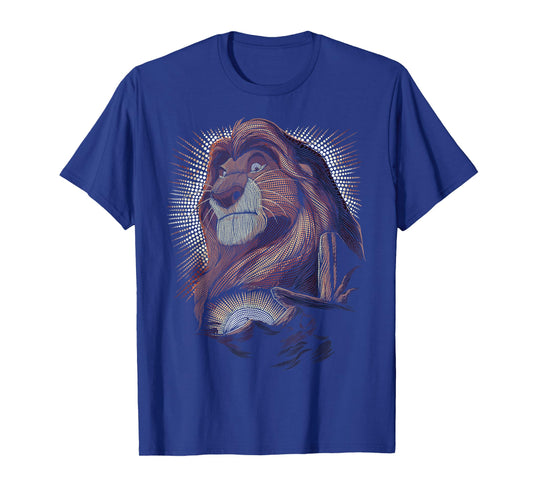 Disney Lion King Mufasa Pride Rock Dot Art Retro Portrait T-Shirt