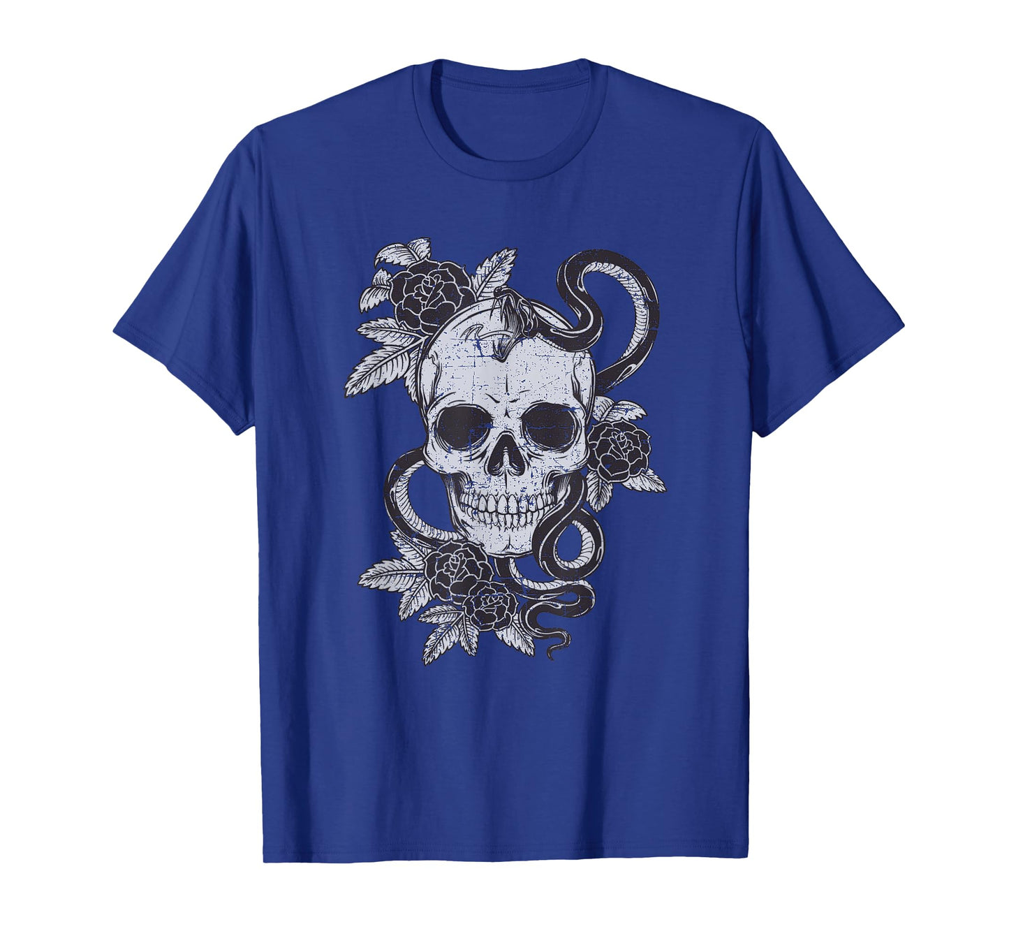Vintage Skull Snake Rose Art Shirt Old School Tattoo Tee T-Shirt
