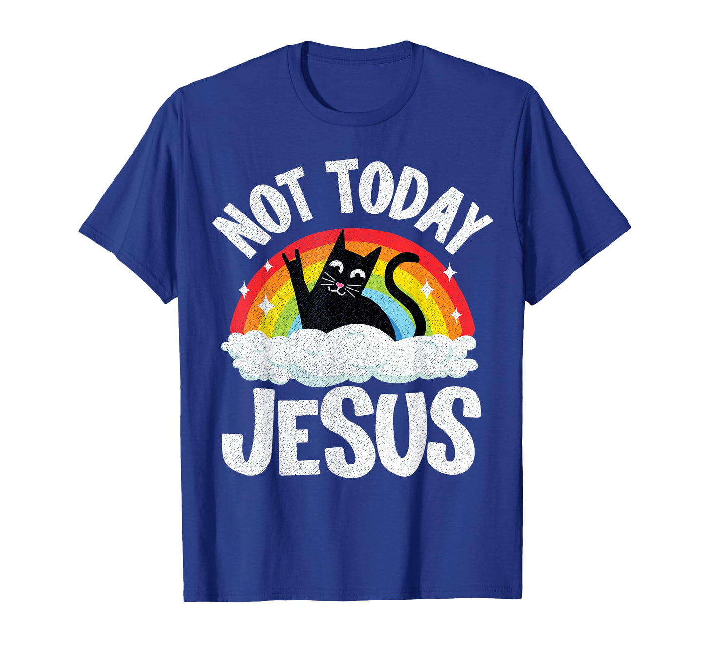 Not Today Jesus Satanic Cat Rainbow Goth Funny Death Metal T-Shirt