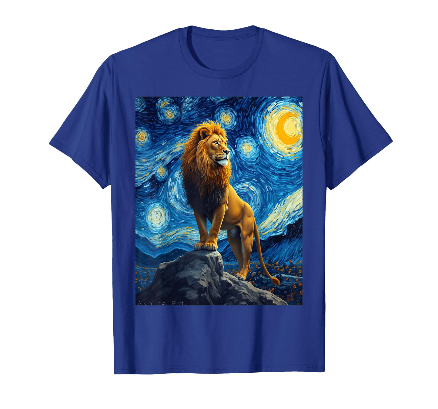 Van Gogh's Starry Night Lion King Jungle Animal T-Shirt