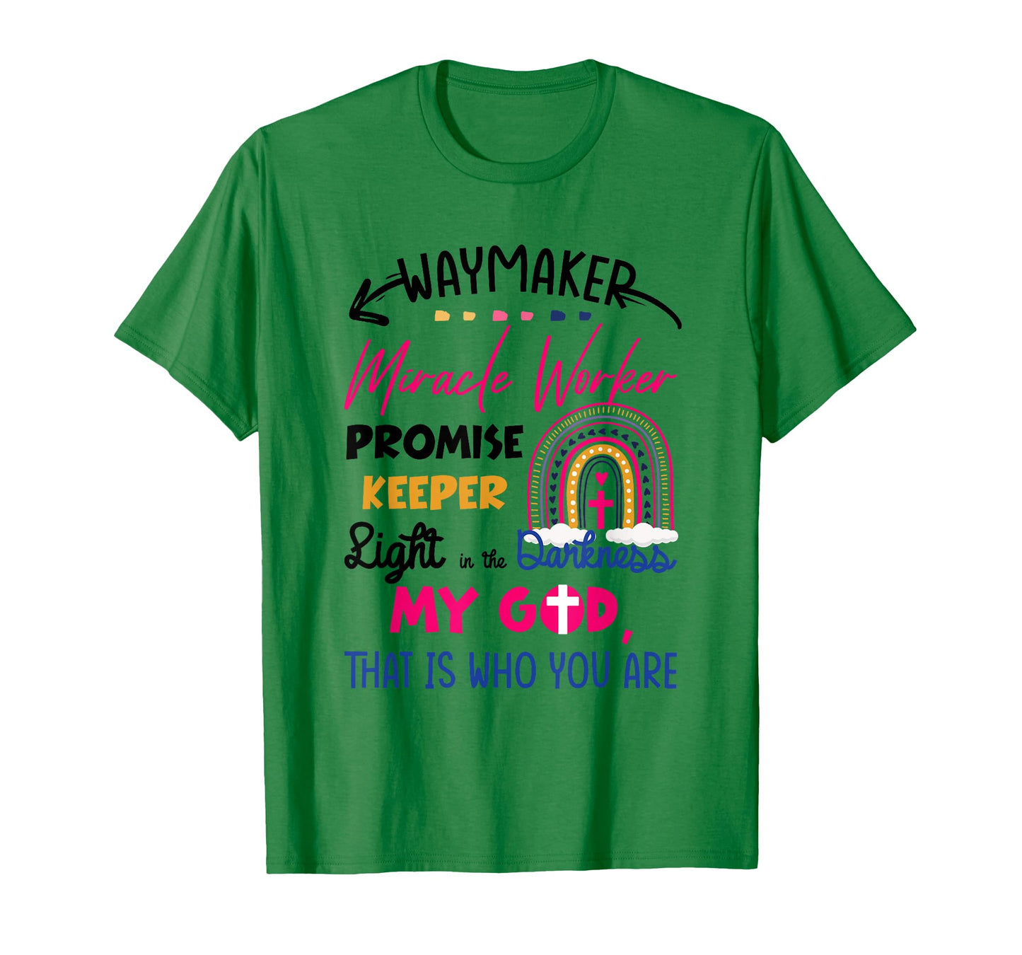 Kids Waymaker Miracle Worker Rainbow Boho Christian T-Shirt