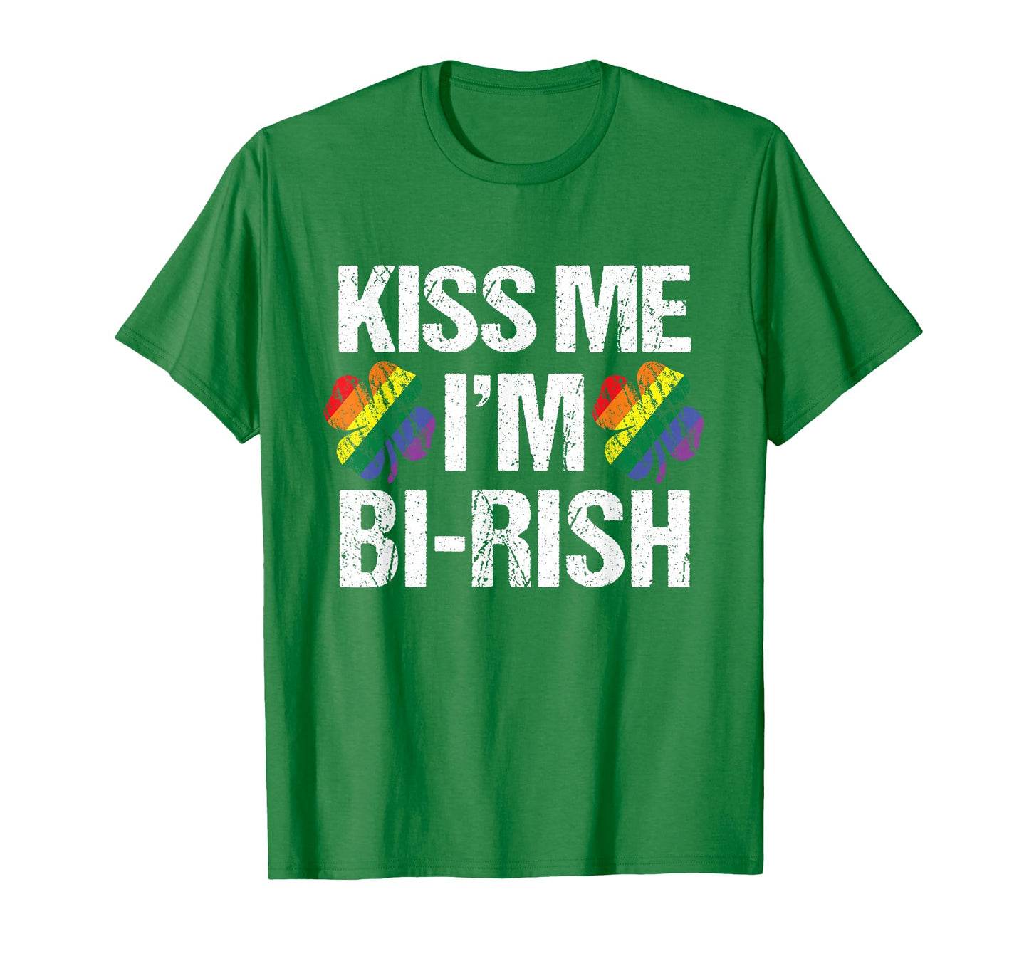 St Patrick's Day Kiss Me I'm Bi-rish Tshirt Bisexual Rainbow