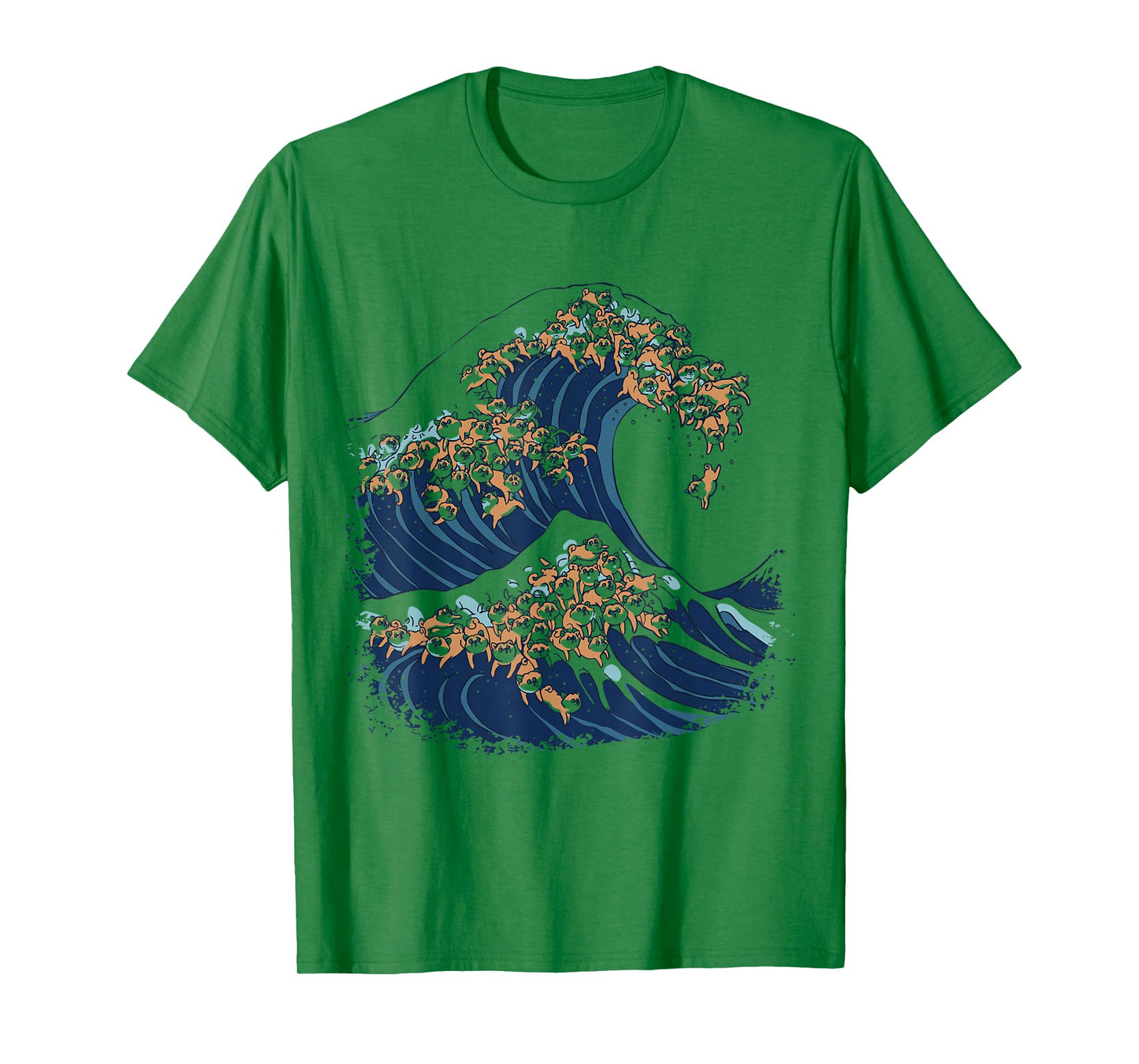 The Great Wave of Shiba Inu Funny T- by Huebucket T-Shirt
