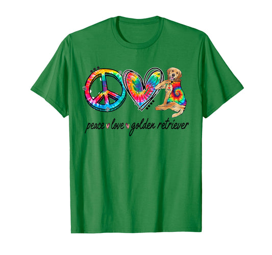Peace Love Golden Retriever Tie Dye Rainbow Dog Lover T-Shirt