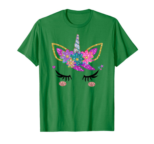 Rainbow Unicorn Face Shirt, Cute Unicorn Birthday Outfit T-Shirt