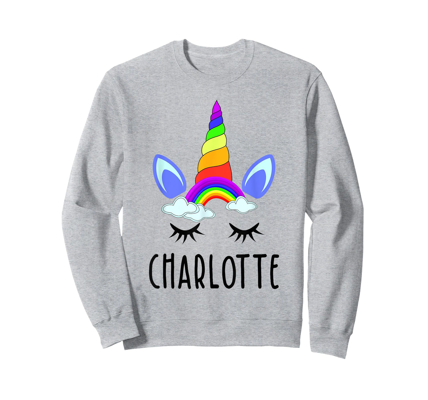 Charlotte Rainbow Unicorn Personalized Girl's First Name T-Shirt