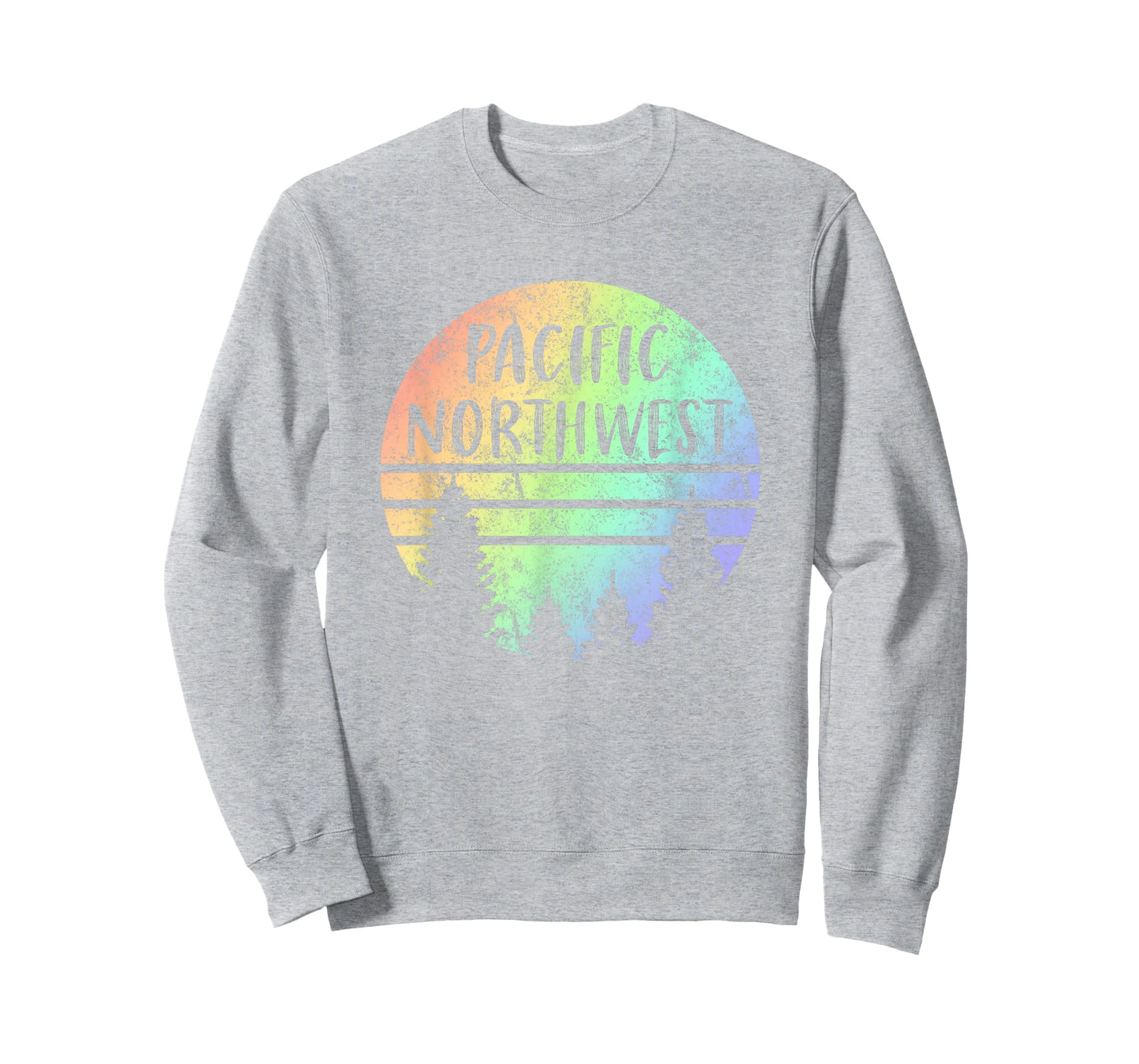 Pacific Northwest Rainbow Weathered Design Hiking Camping T-Shirt