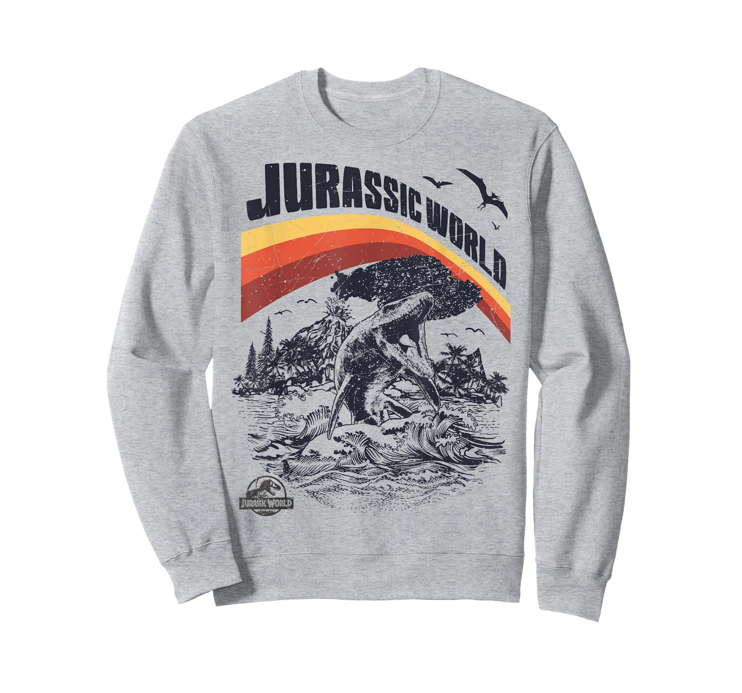 Jurassic World Two Mosasaurus Retro Rainbow Graphic T-Shirt T-Shirt