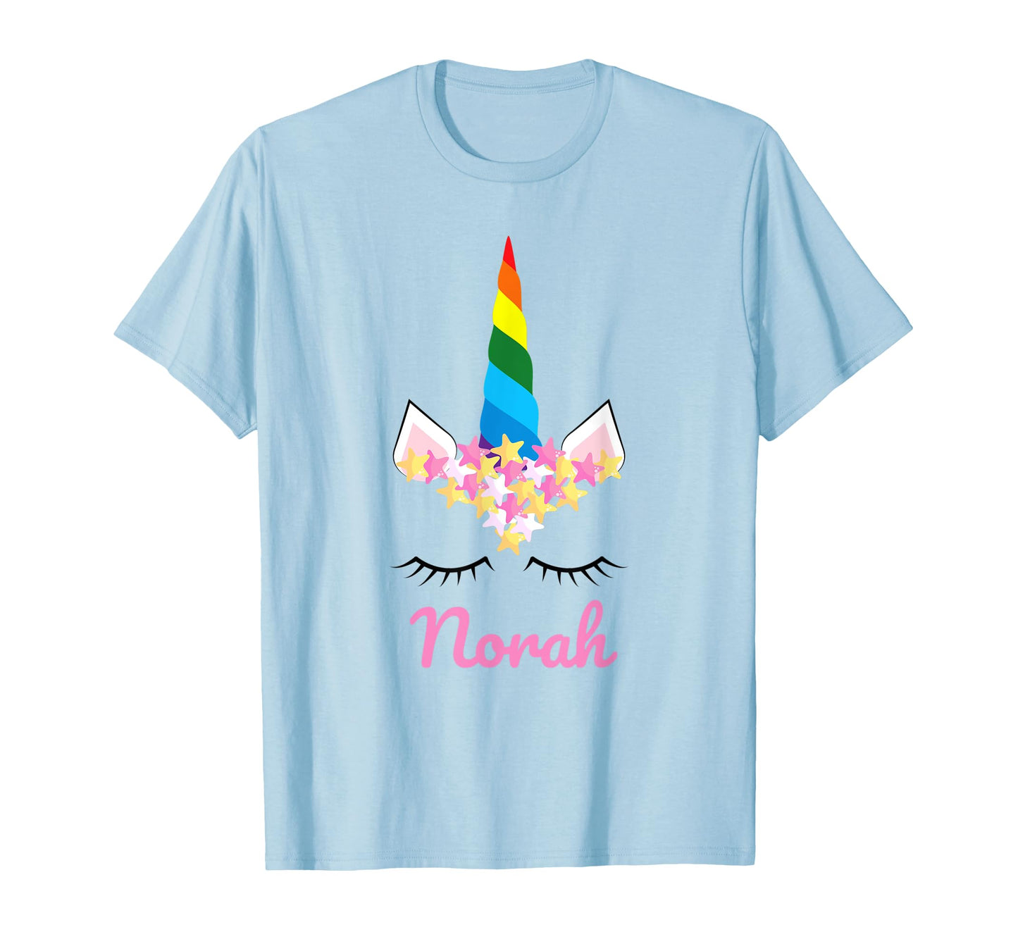 Cute Girls Unicorn Personalized Norah Rainbow Unicorn T-Shirt