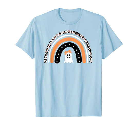 Mommy and Me Leopard Ghost Rainbow Halloween T-Shirt