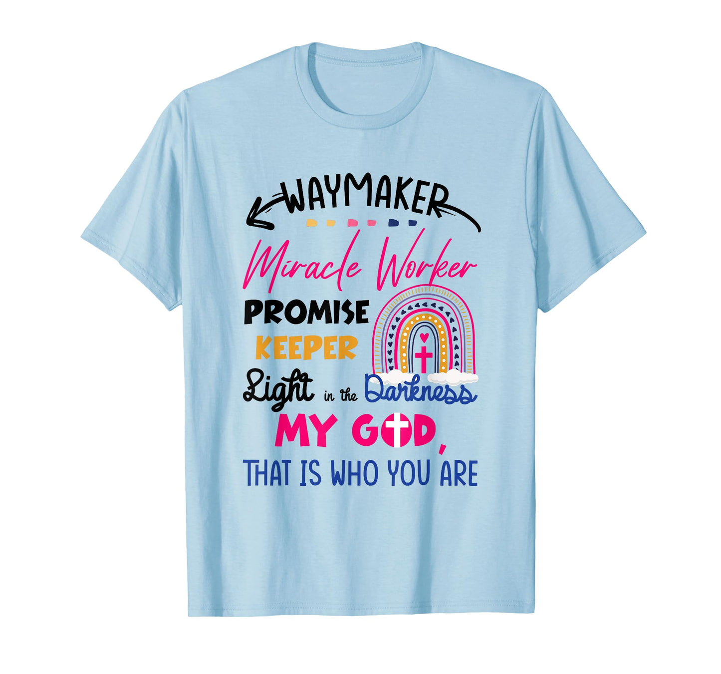 Kids Waymaker Miracle Worker Rainbow Boho Christian T-Shirt