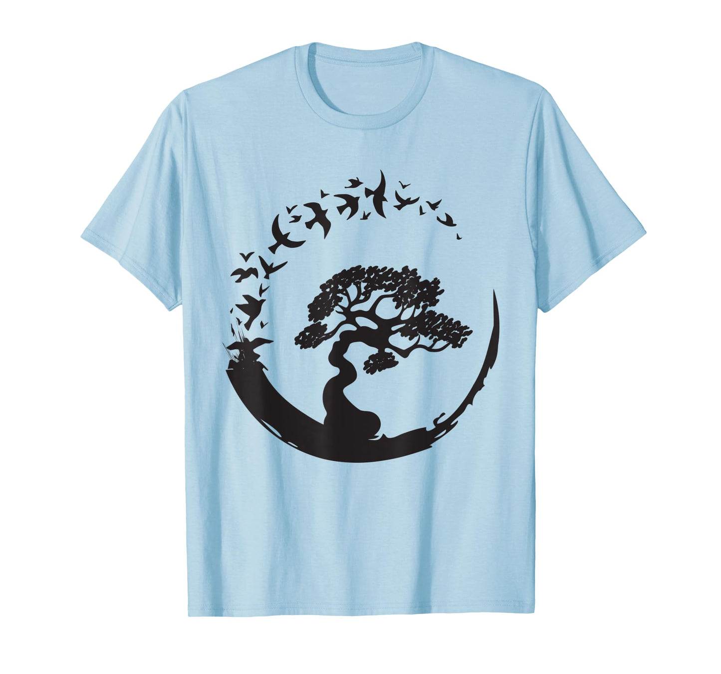 Bonsai Tree T-shirt Japanese Enso Circle Birds Gift