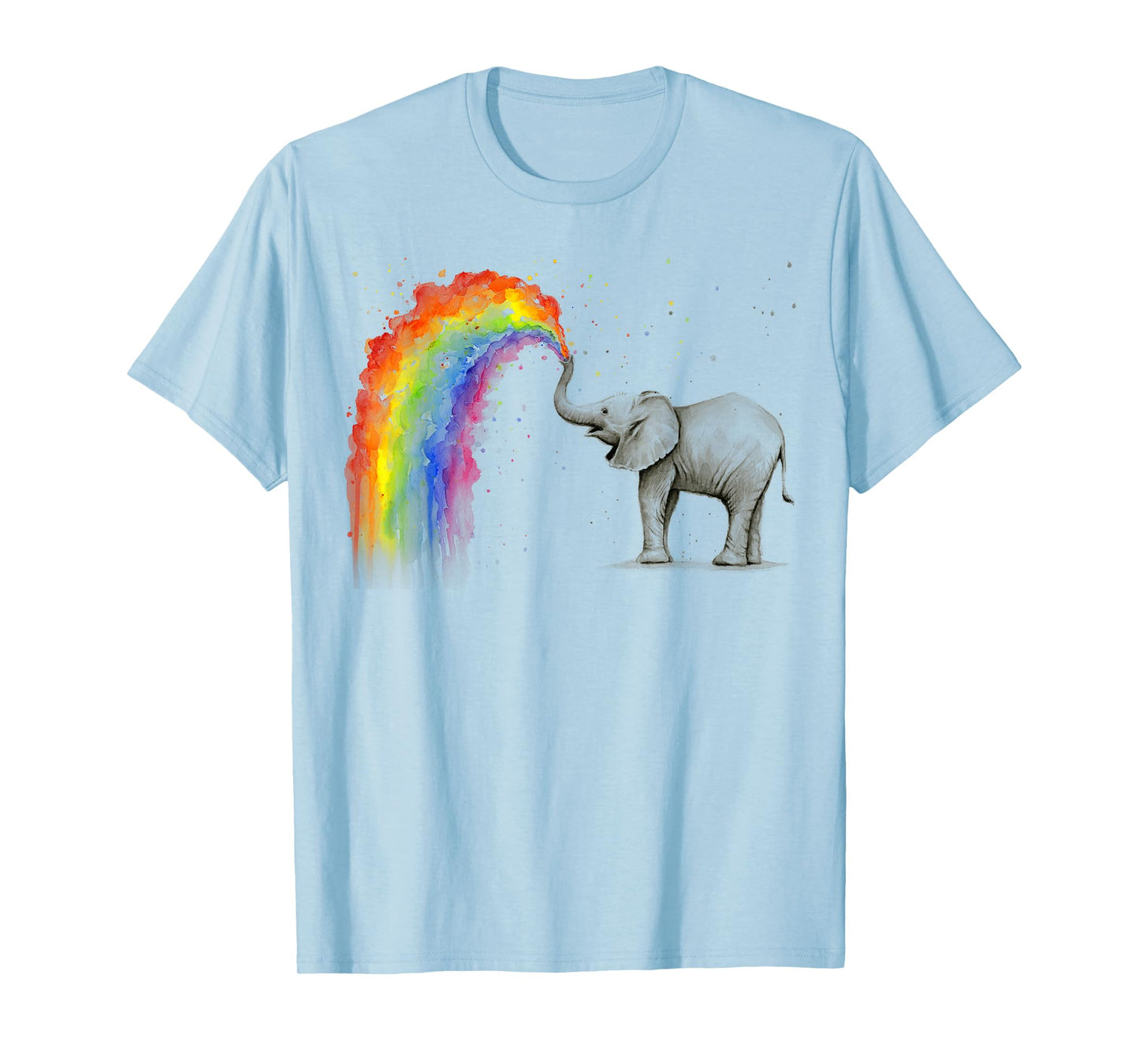 Elephant Spraying Rainbow T-Shirt Baby Elephant Watercolor T-Shirt