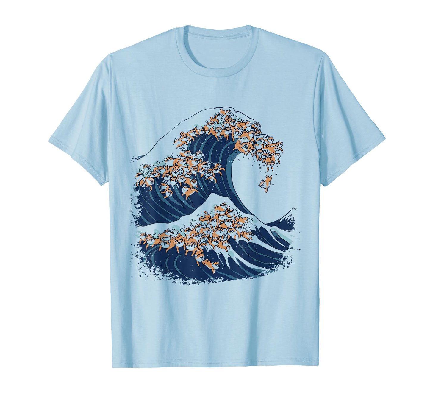 The Great Wave of Shiba Inu Funny T- by Huebucket T-Shirt