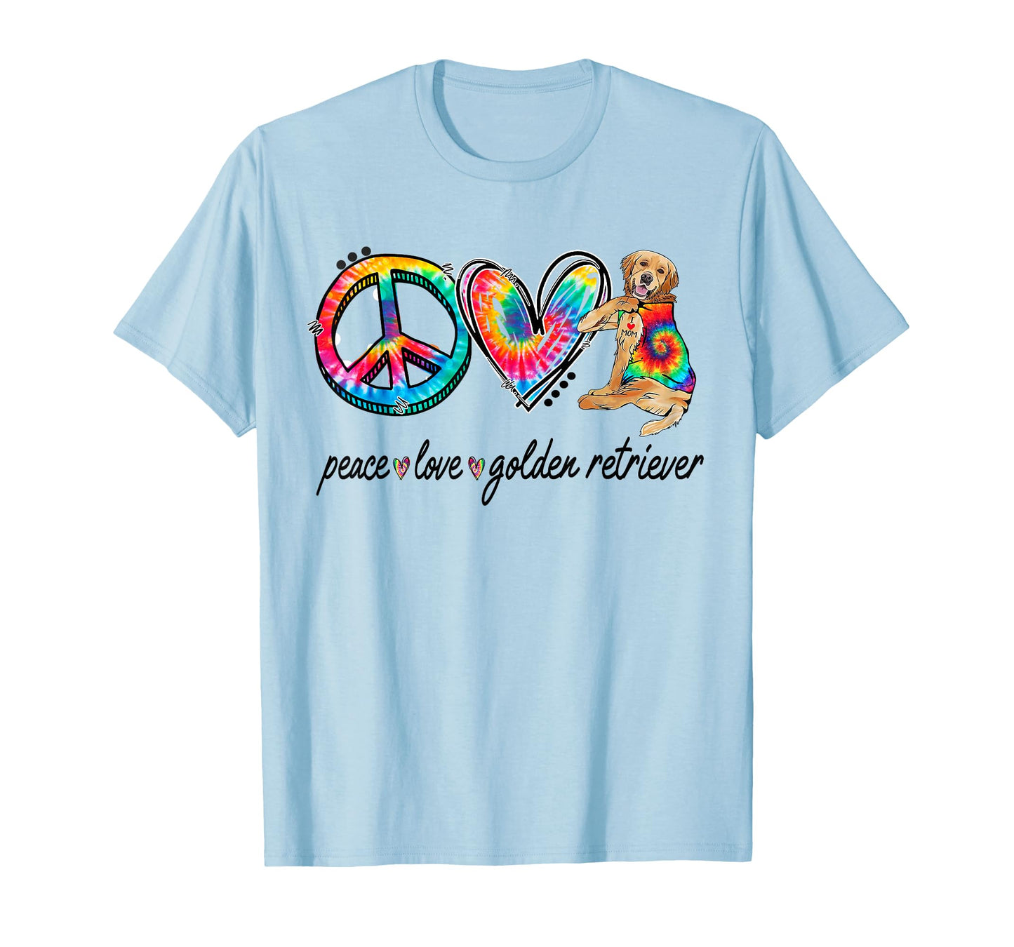 Peace Love Golden Retriever Tie Dye Rainbow Dog Lover T-Shirt