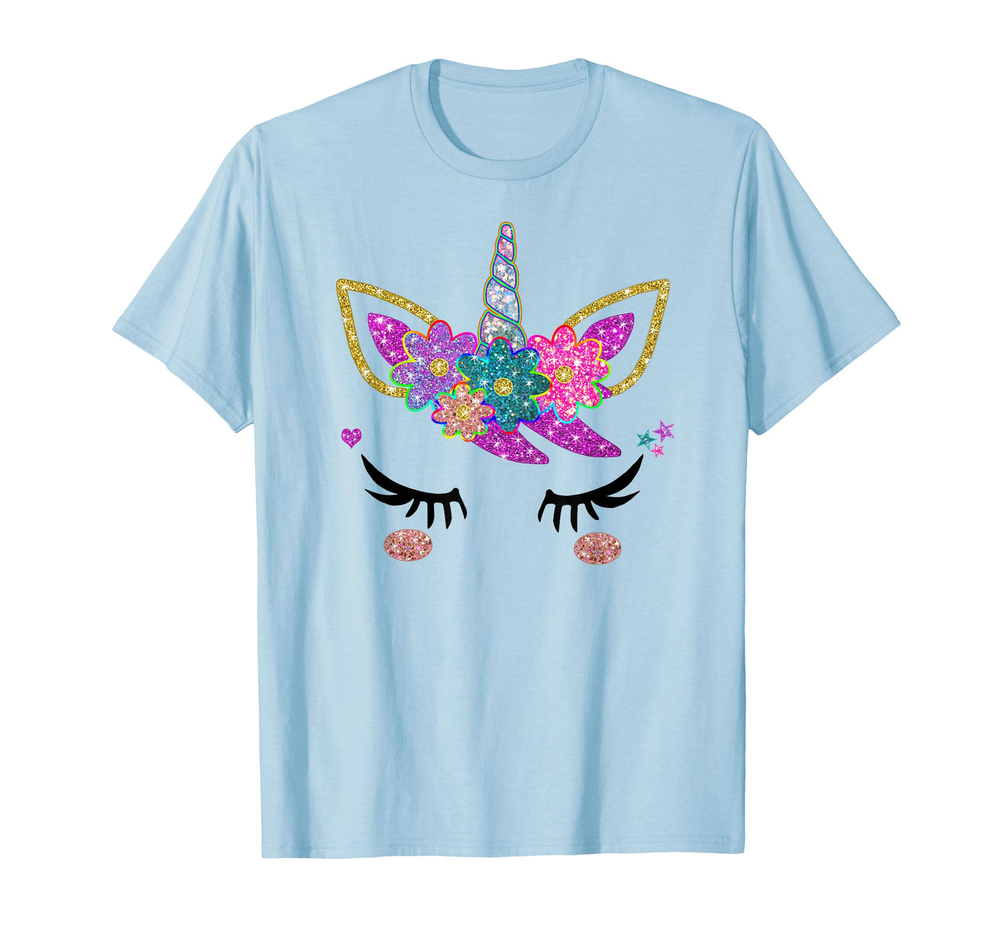 Rainbow Unicorn Face Shirt, Cute Unicorn Birthday Outfit T-Shirt