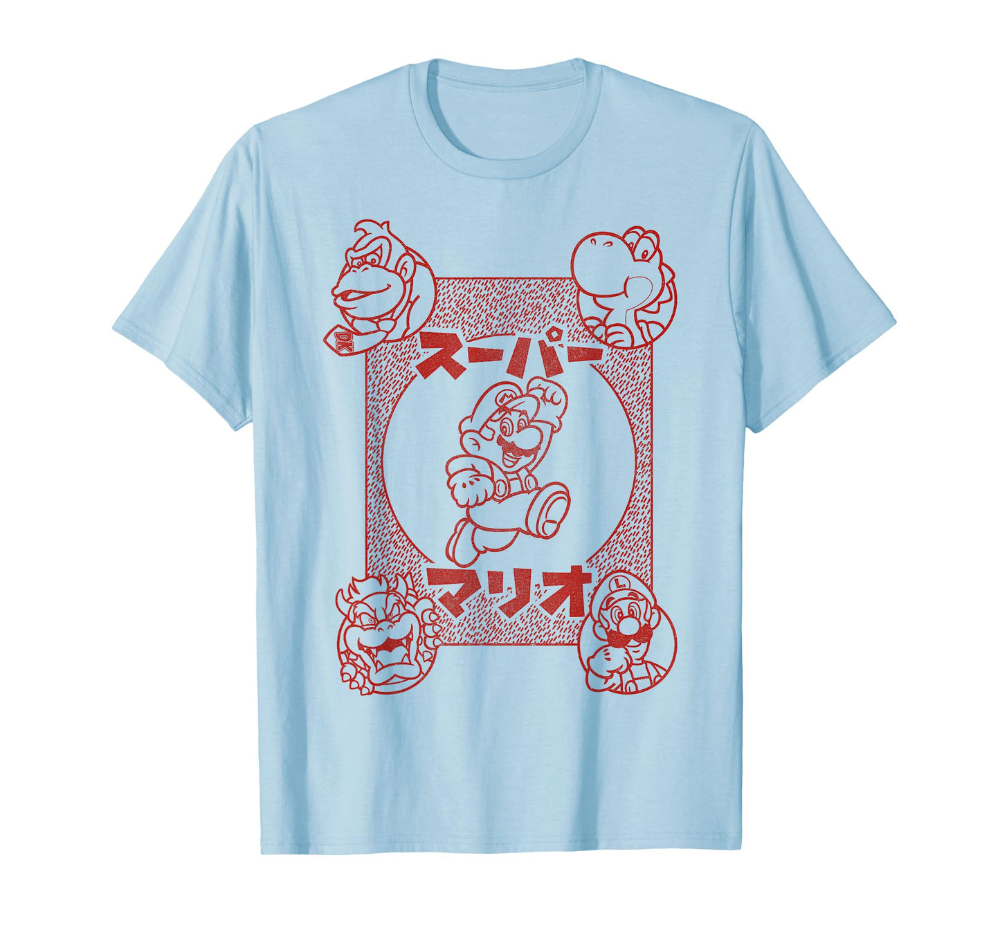 Super Mario Characters Kanji Portrait Graphic T-Shirt T-Shirt