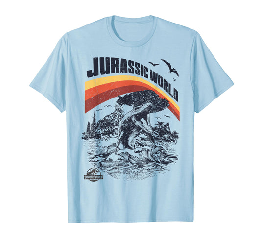 Jurassic World Two Mosasaurus Retro Rainbow Graphic T-Shirt T-Shirt
