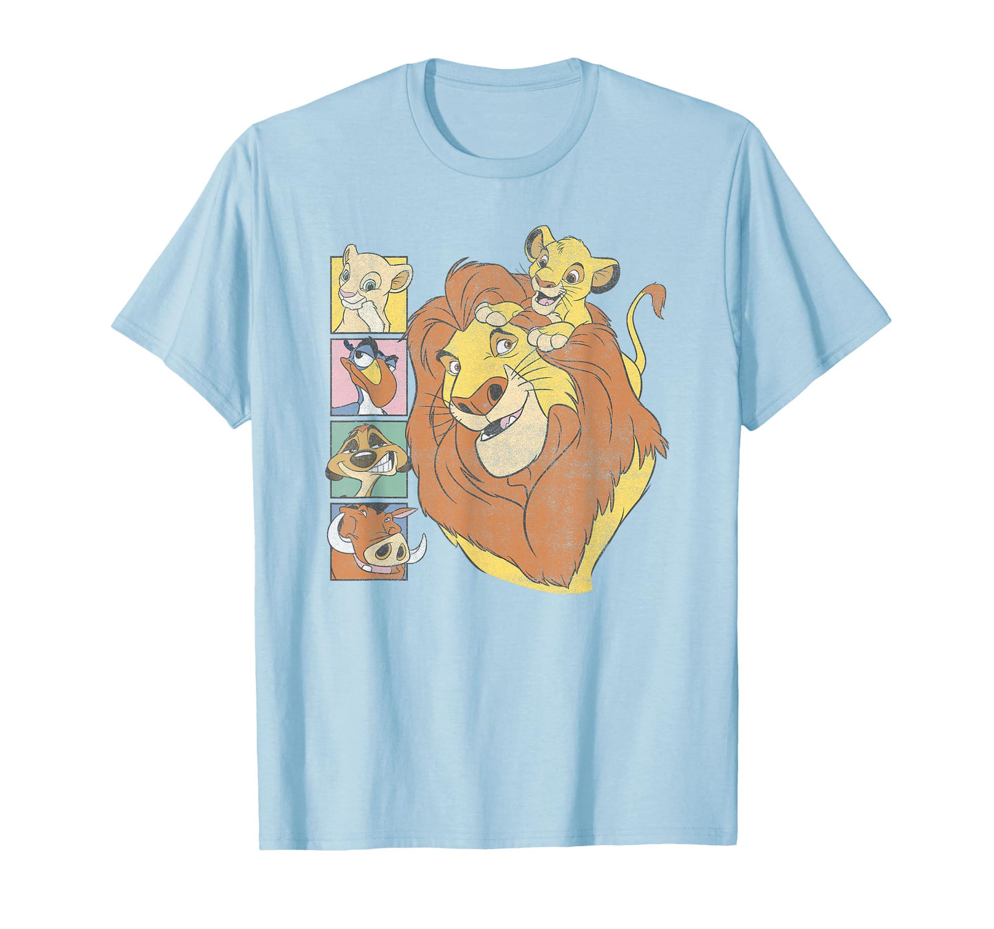 Disney The Lion King Characters Group Shot Retro Chest Logo T-Shirt