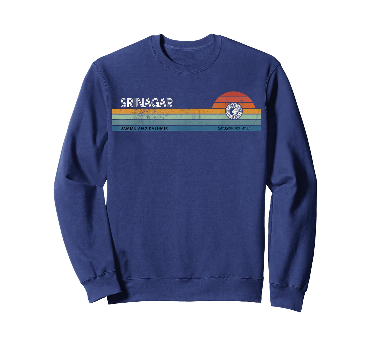 Srinagar Jammu And Kashmir India Retro Sunset Rainbow Synth T-Shirt