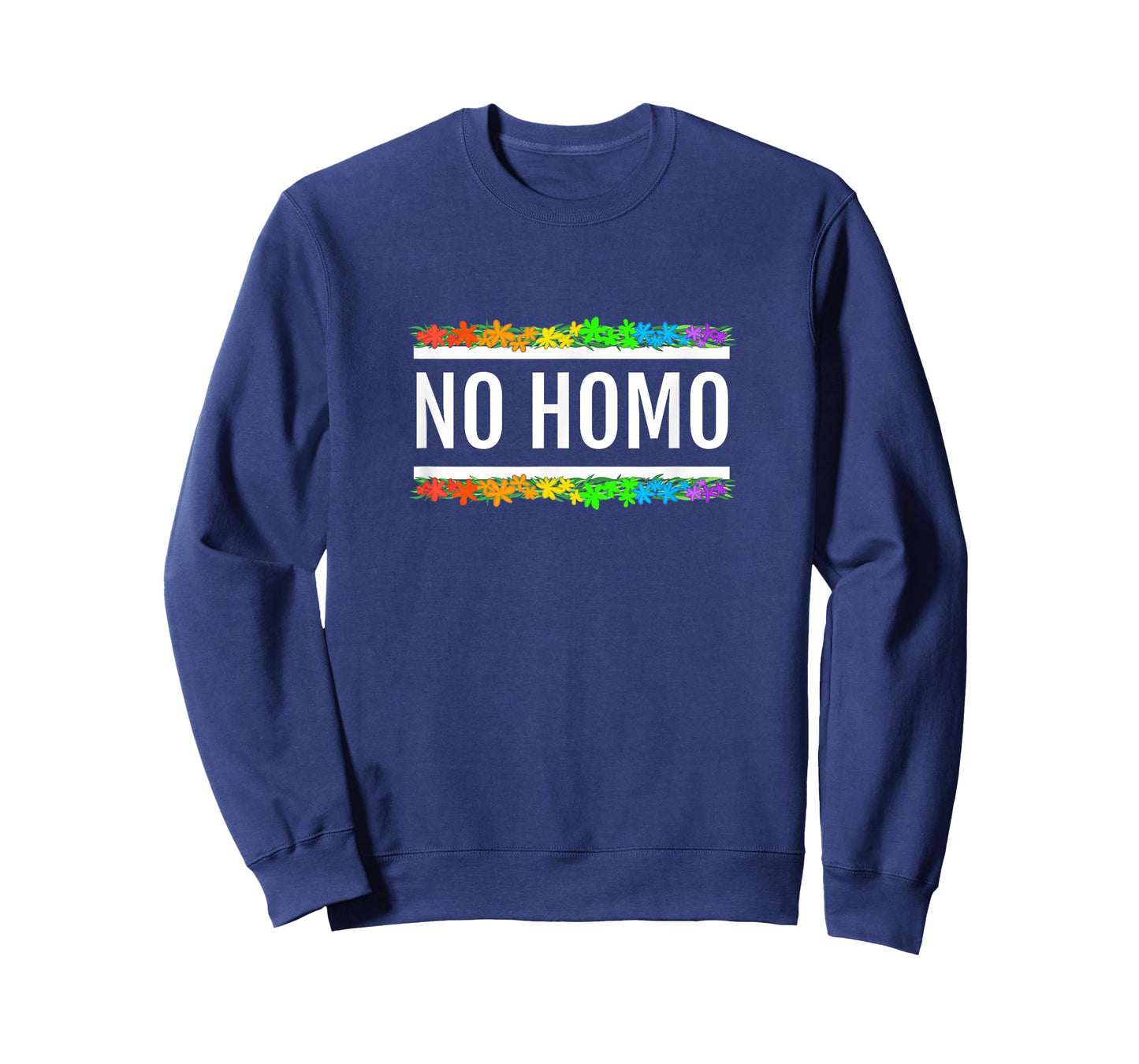 No Homo Rainbow Floral Shirt (White Text) - Gay Pride T-Shirt